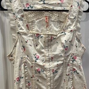 Free people corset tank top white floral size 10 (fits like m)